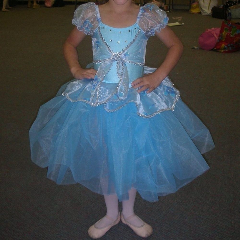 Blue and silver leotard and tulle ballet princess skirt child small halloween